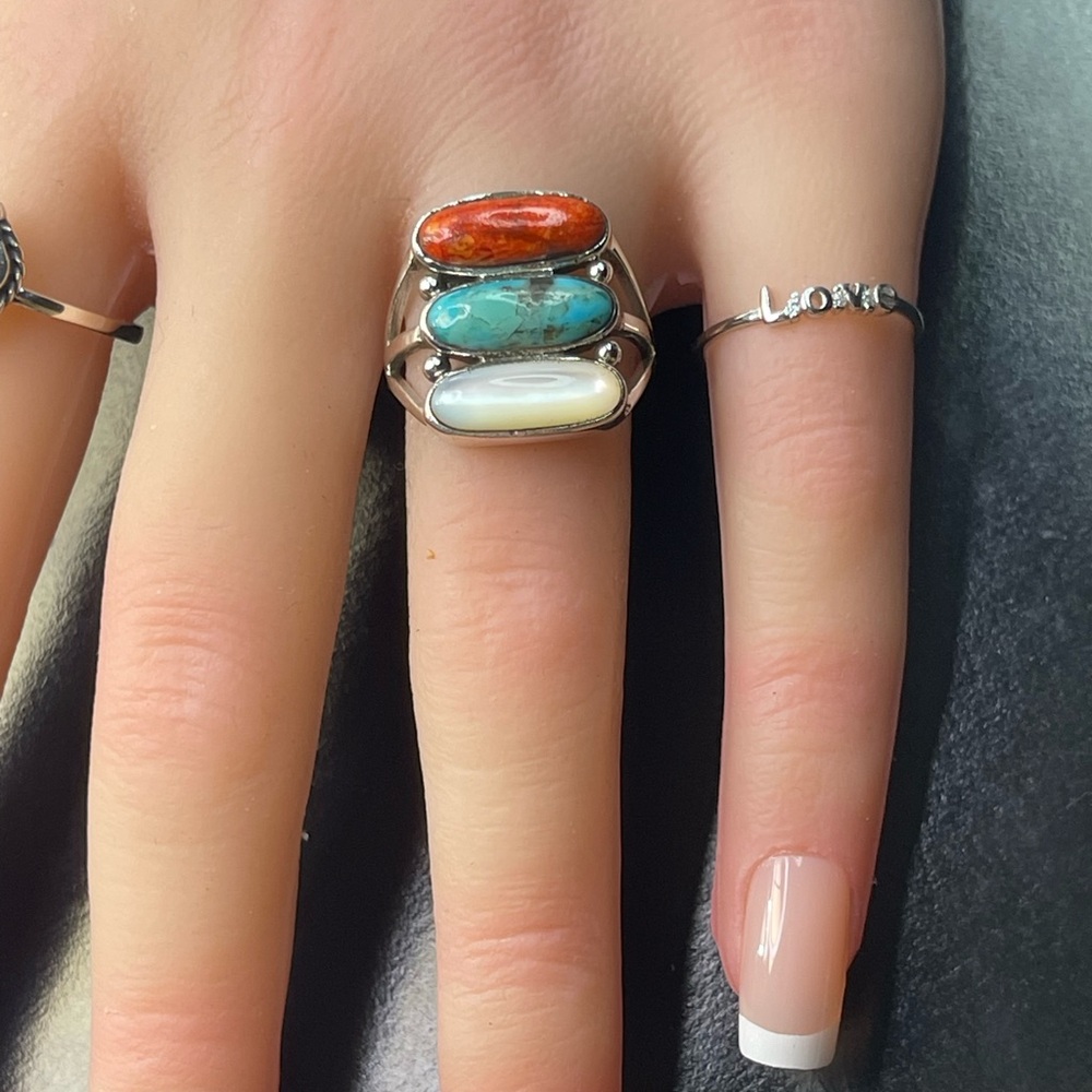 Solid 925 Silver Size 8 Large Cocktail Ring - image 4